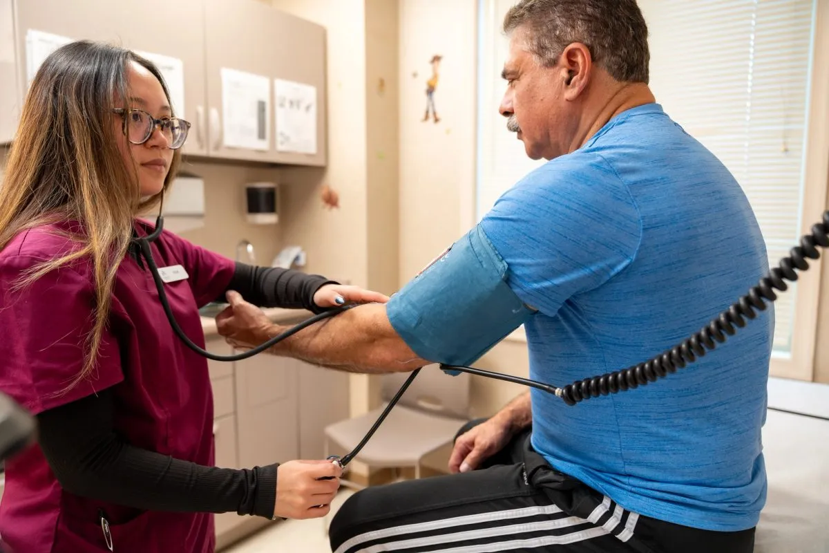 Nurse taking blood pressures